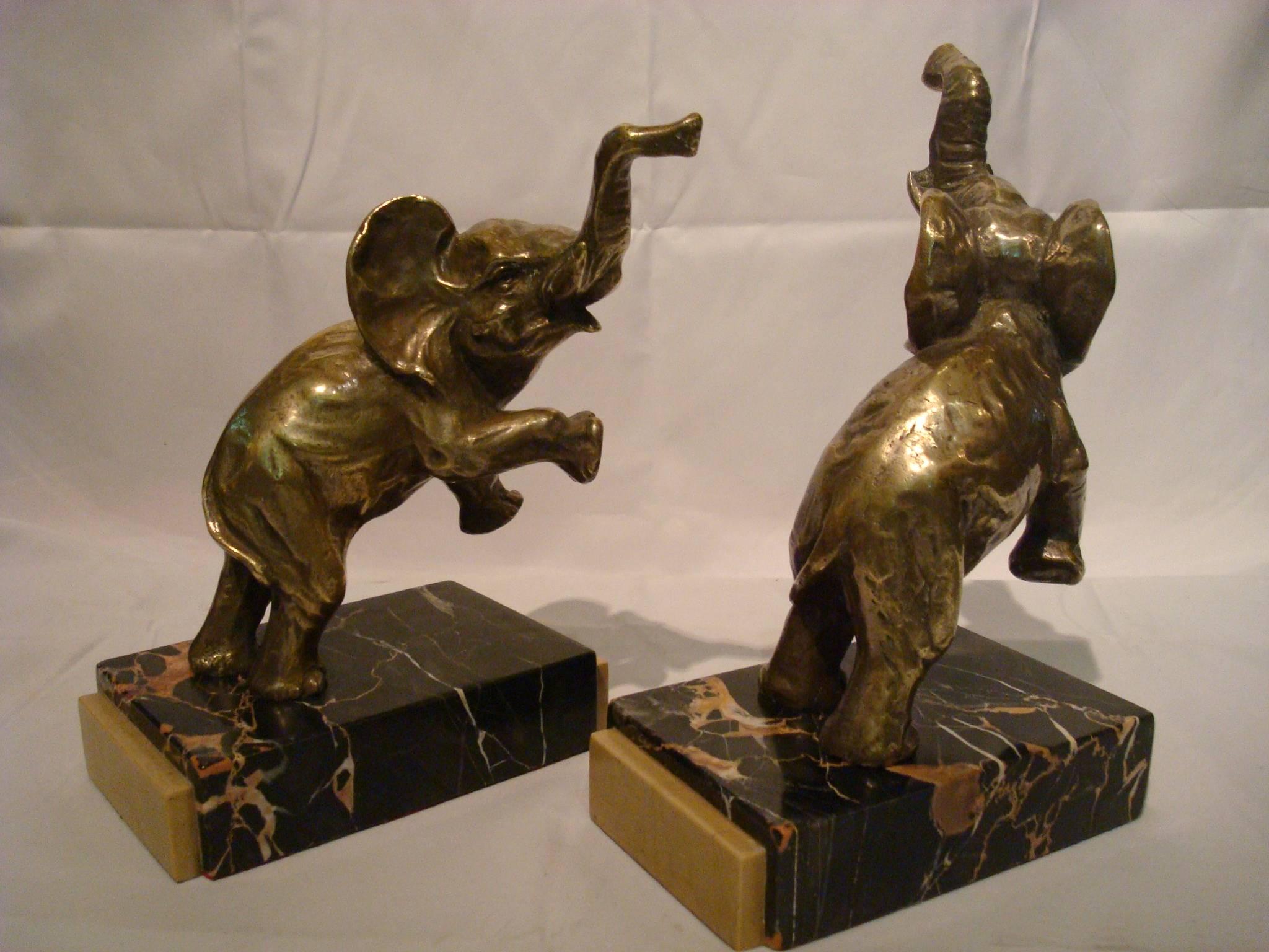 Art Deco Pair of Elephant Bookends, L. Fontinelle, France, 1930 2
