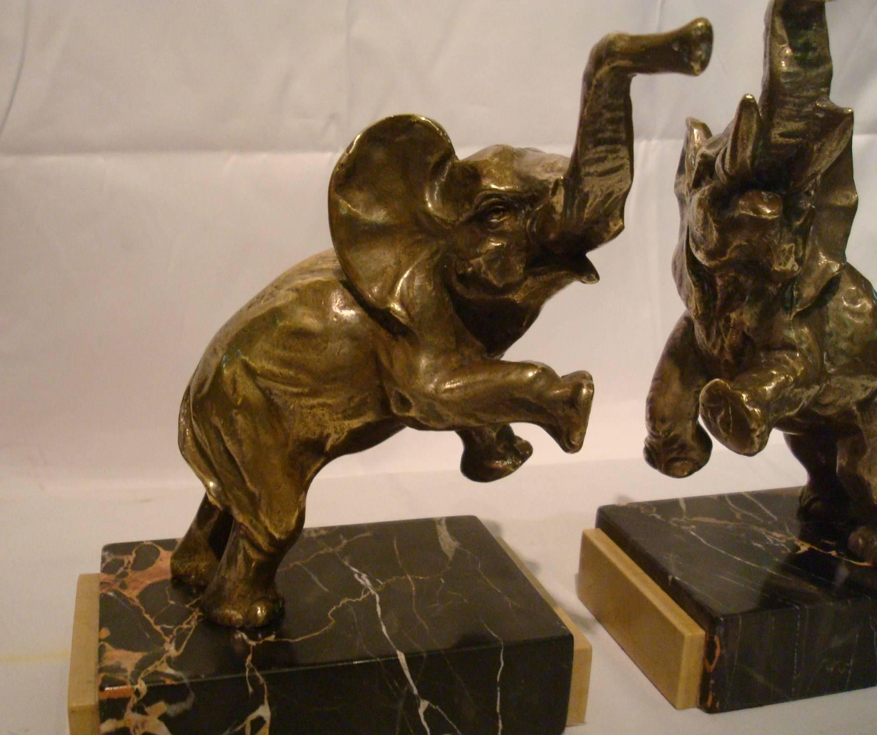 Art Deco Pair of Elephant Bookends, L. Fontinelle, France, 1930 4