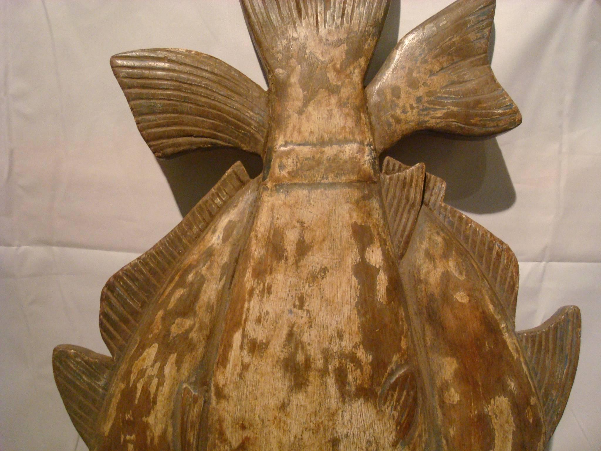 20th Century Folk Art, Americana Fishing Sign Wooden Carved