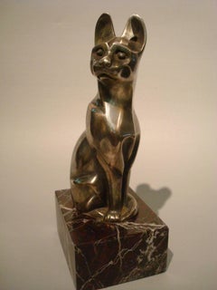 Art Deco Bronze Figure of a Cat 'Chat De Siam Assis' by Edouard M. Sandoz