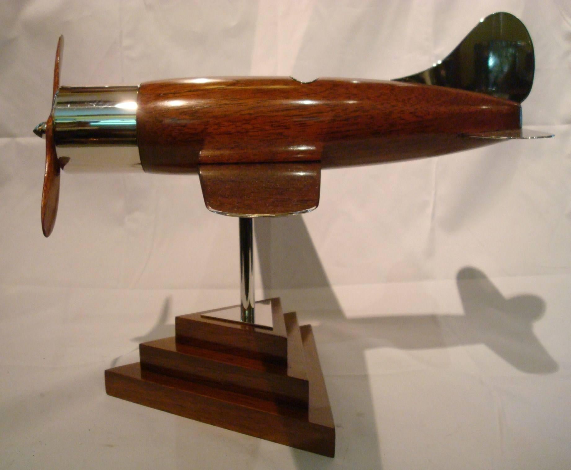 20th Century, Art Deco Streamline Airplane Wooden Model Sculpture, 1930s 1