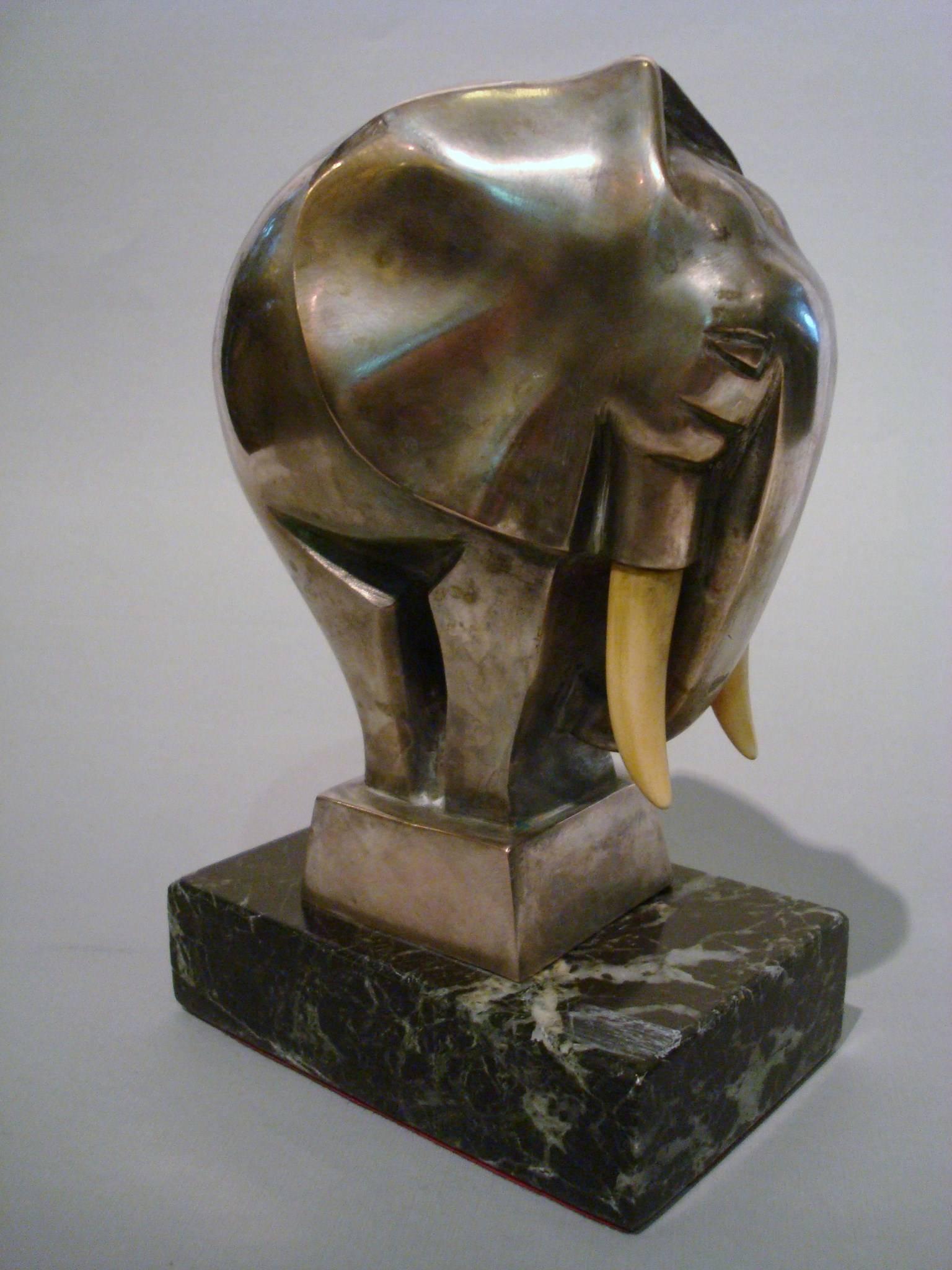 French Art Deco Bronze Elephant Bookends Signed G. H. Laurent, France, 1920s