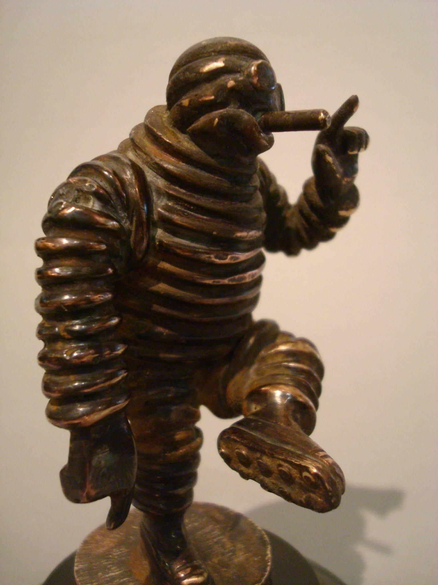 Art Nouveau Michelin Man, Bibendum Bronze Car Mascot, Hood Ornament, Automobilia