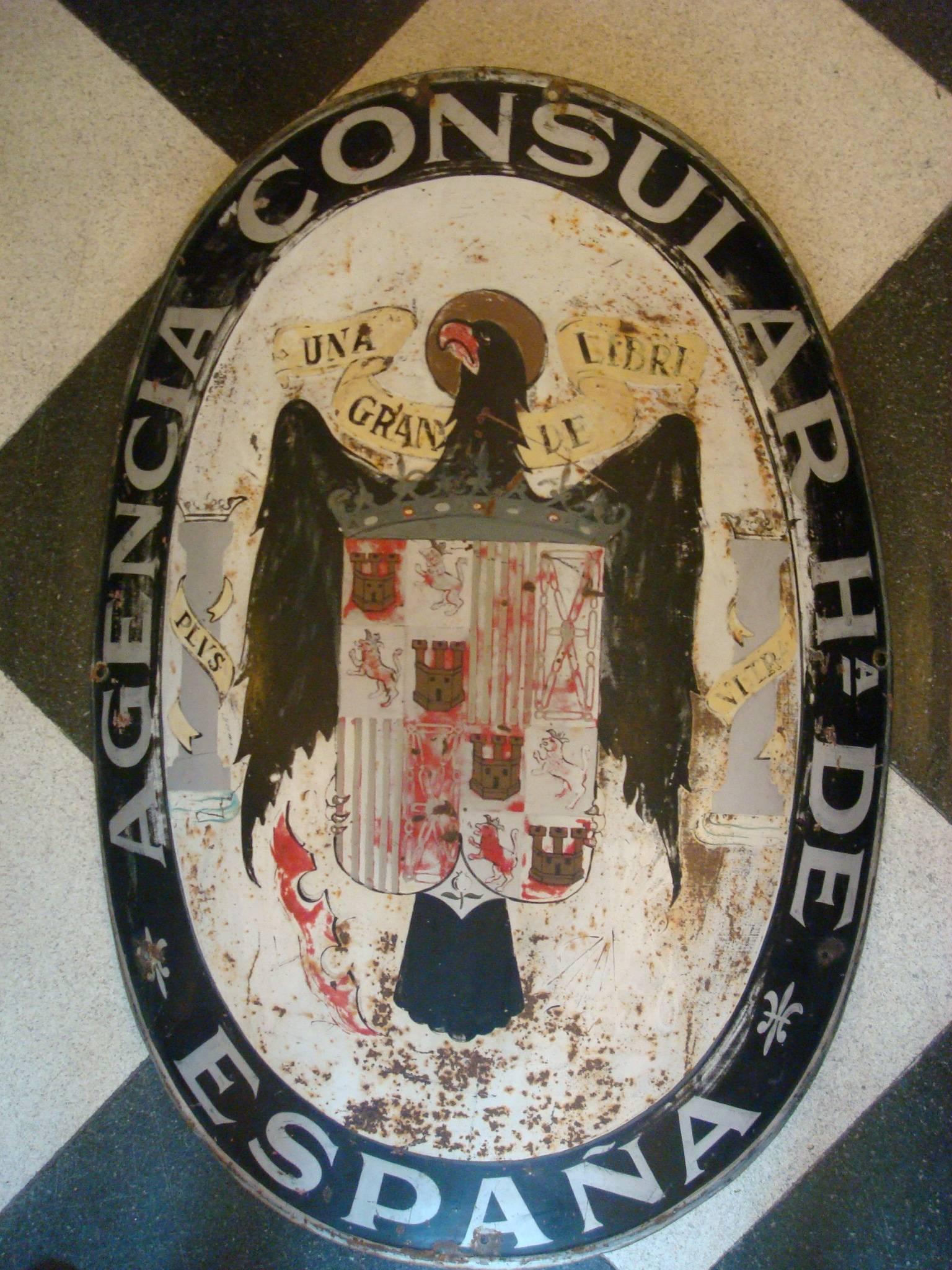 Spanish Consulate Embassy Sign with Royal Eagle, 1910-1930 1