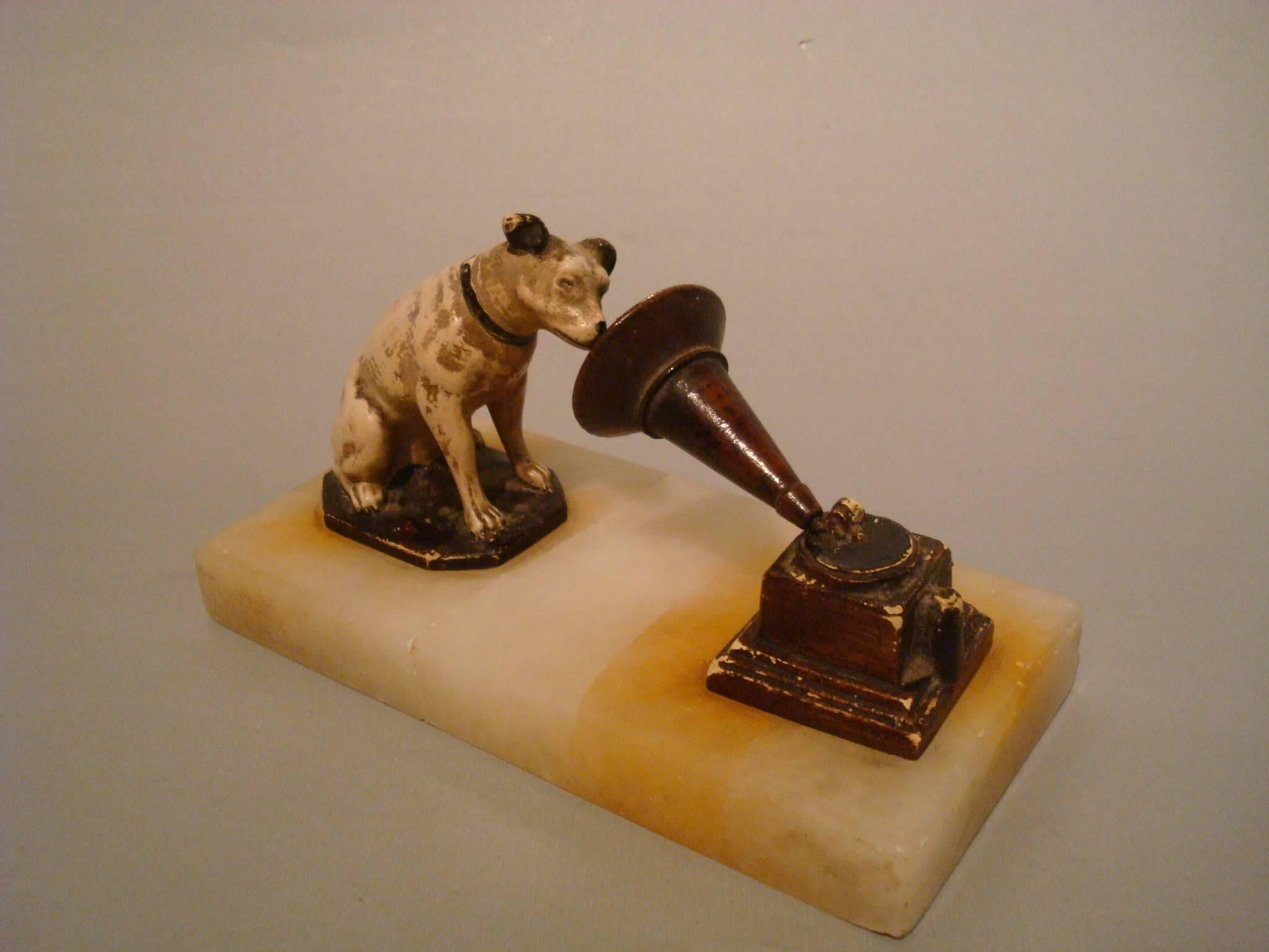 Painted R.C.A. Victor - Nipper Sculpture Paperweight Advertising, 1910