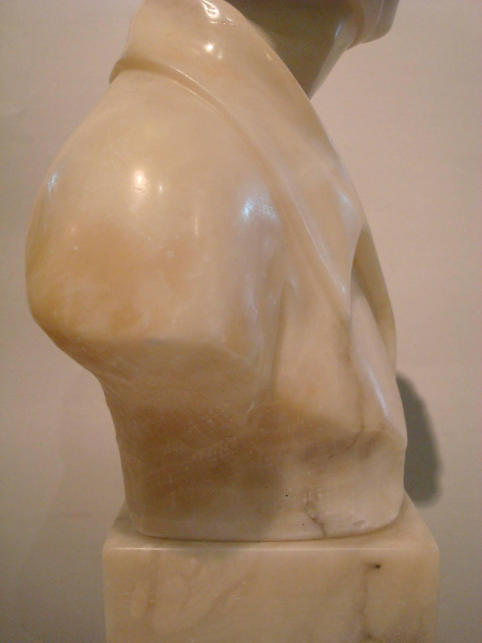 American Alabaster Sculpture of Female Pilot Amelia Earhart 1920s Aviation Memorabilia