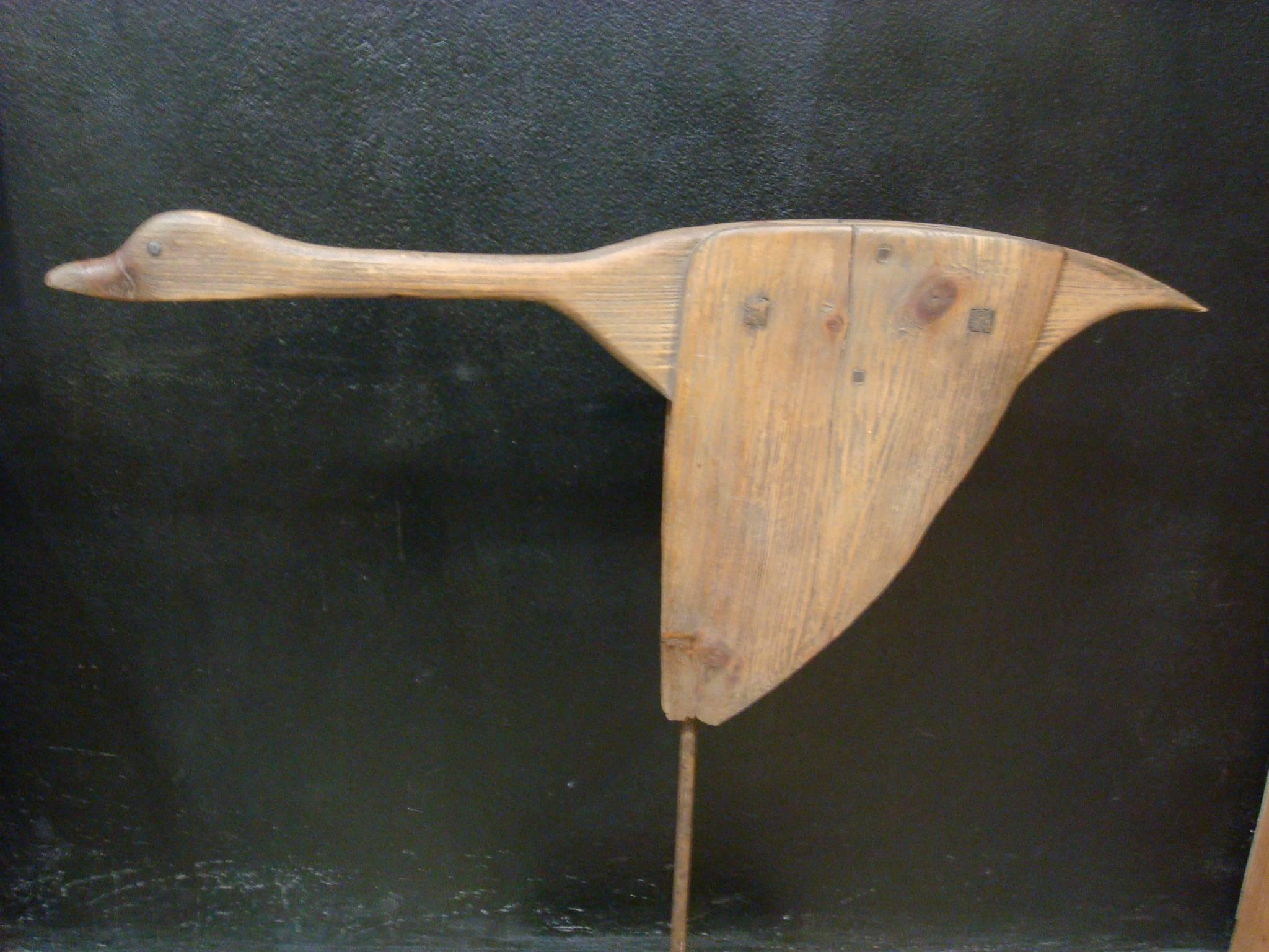 Unknown Folk Art Carved Wooden Flying Goose, Duck Sculpture
