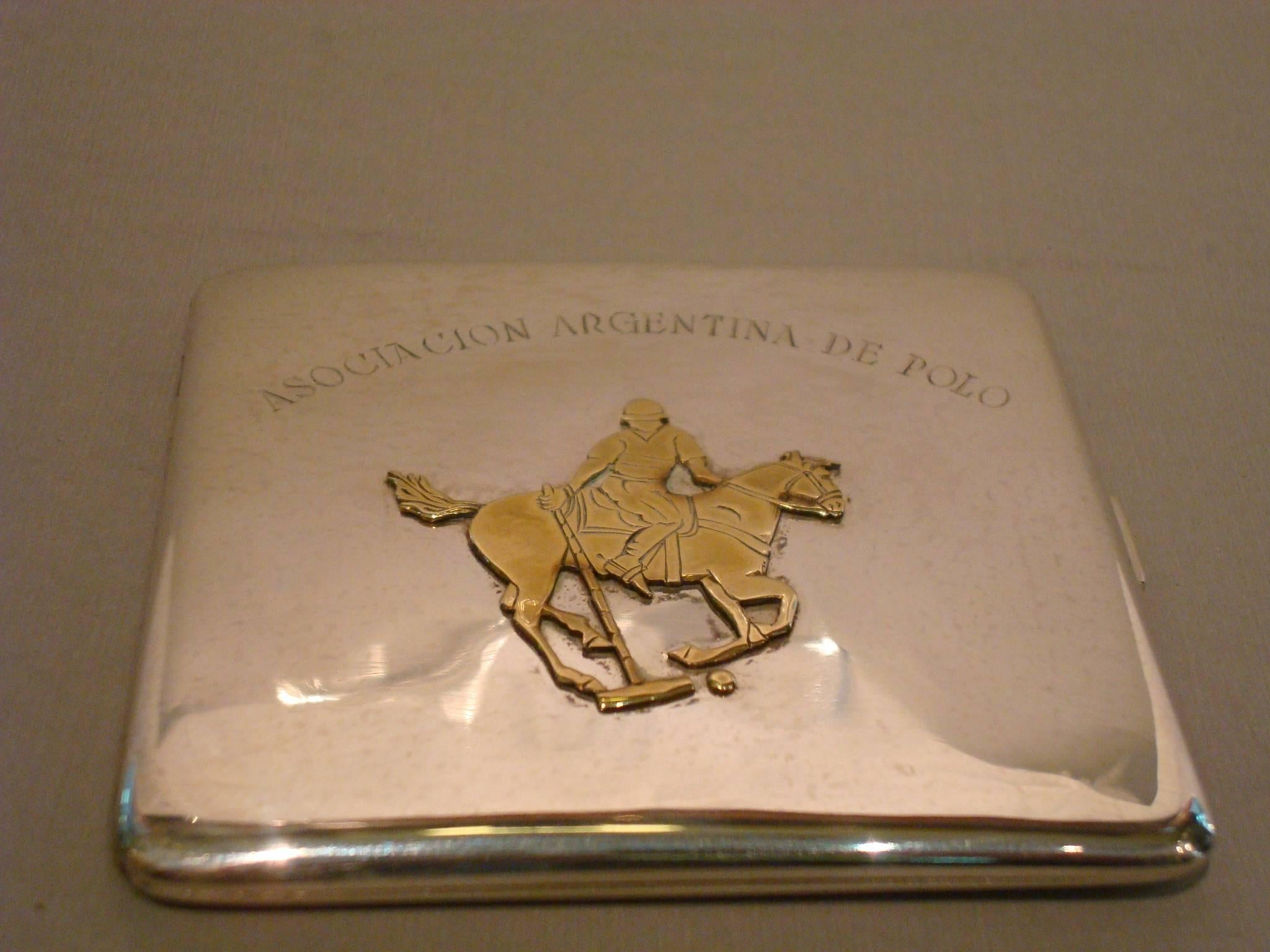 Argentine Polo Asociation Silver Cigarette or Card Holder Case with Polo Horse 1