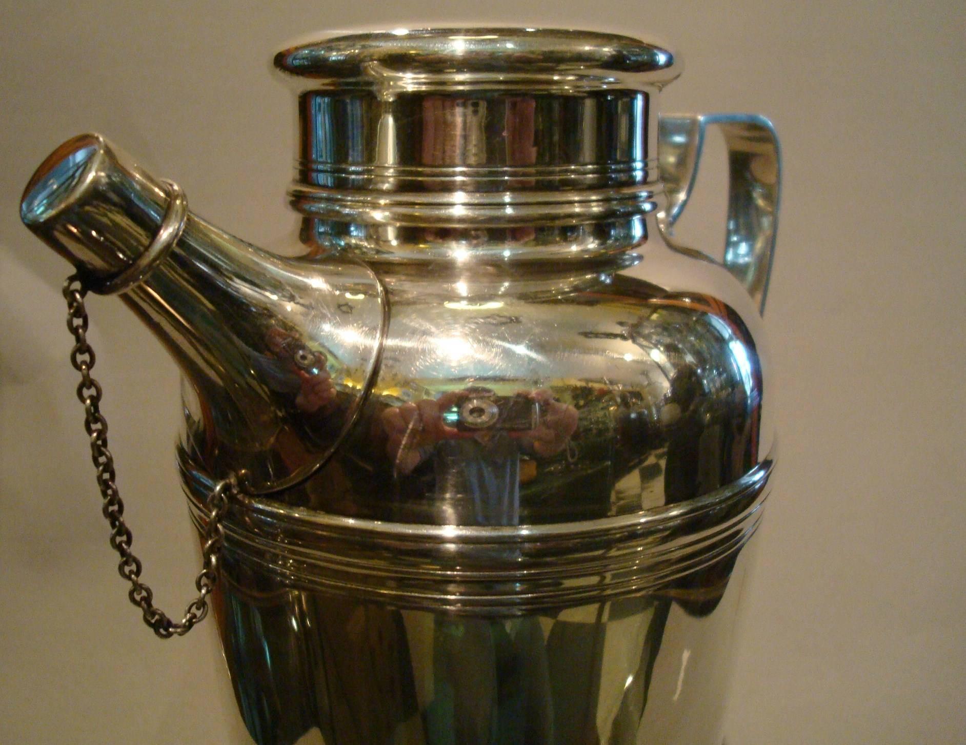 American Tiffany & Co Art Deco Sterling Silver Cocktail Shaker, 1920s