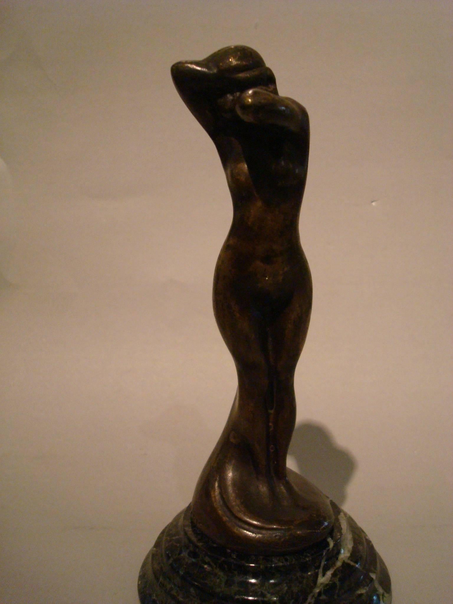 Early 20th Century Art Deco Shy Naked Women Bronze, Paperweight, Car Mascot, Hood Ornament For Sale