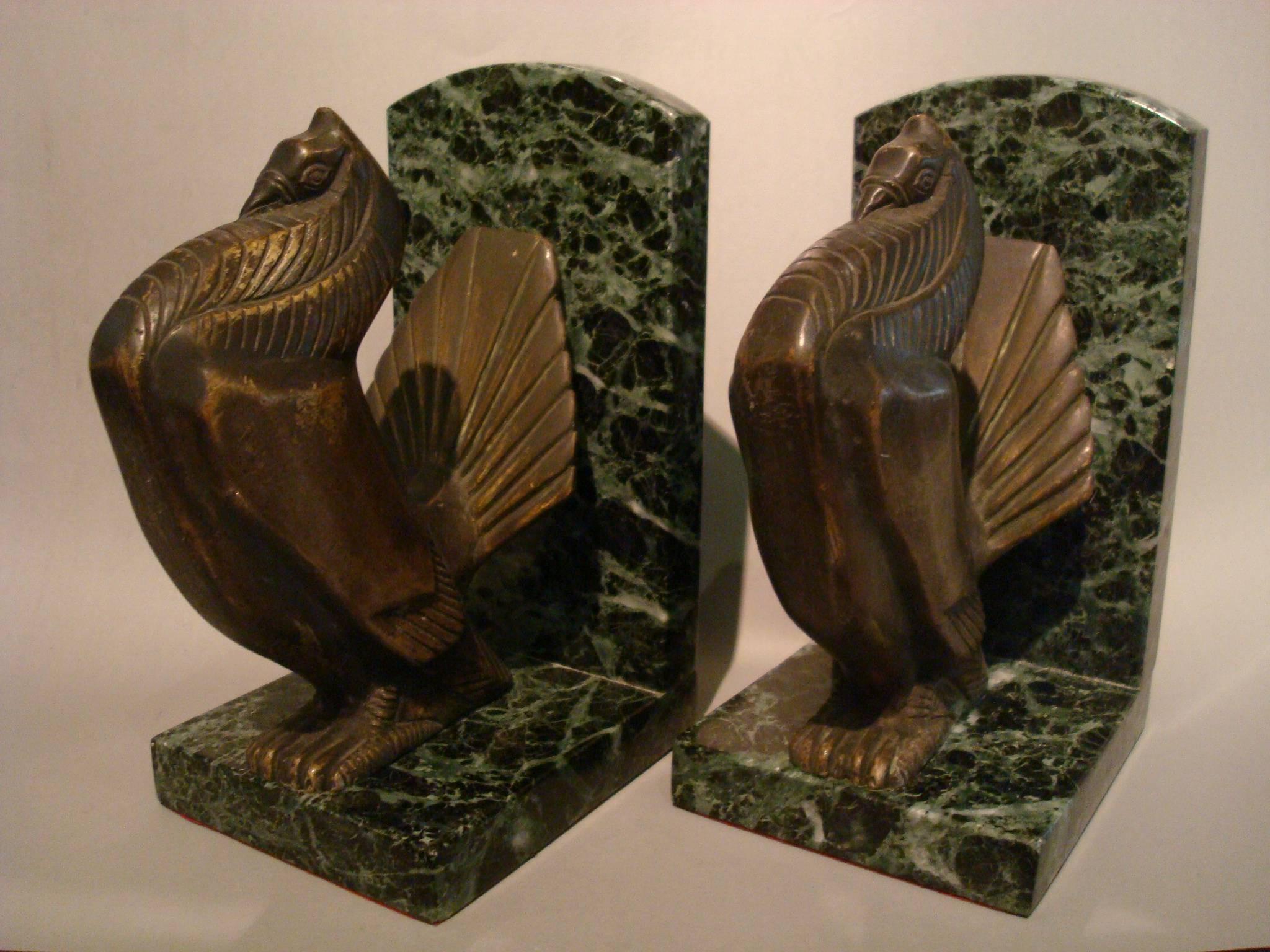 French Art Deco Turkey Bronze Bookends Signed Irenee Rochard For Sale