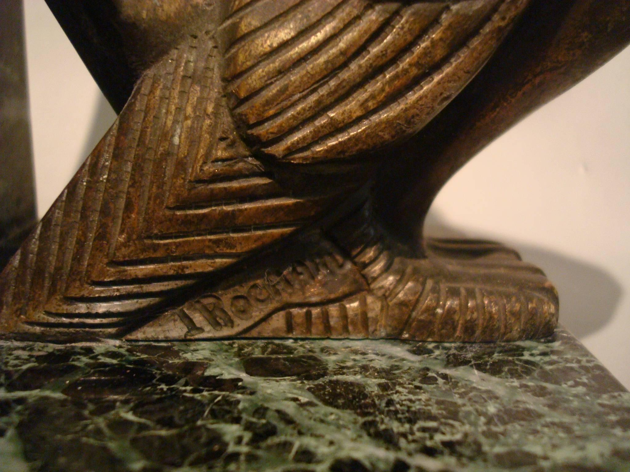 Art Deco Turkey Bronze Bookends Signed Irenee Rochard For Sale 1