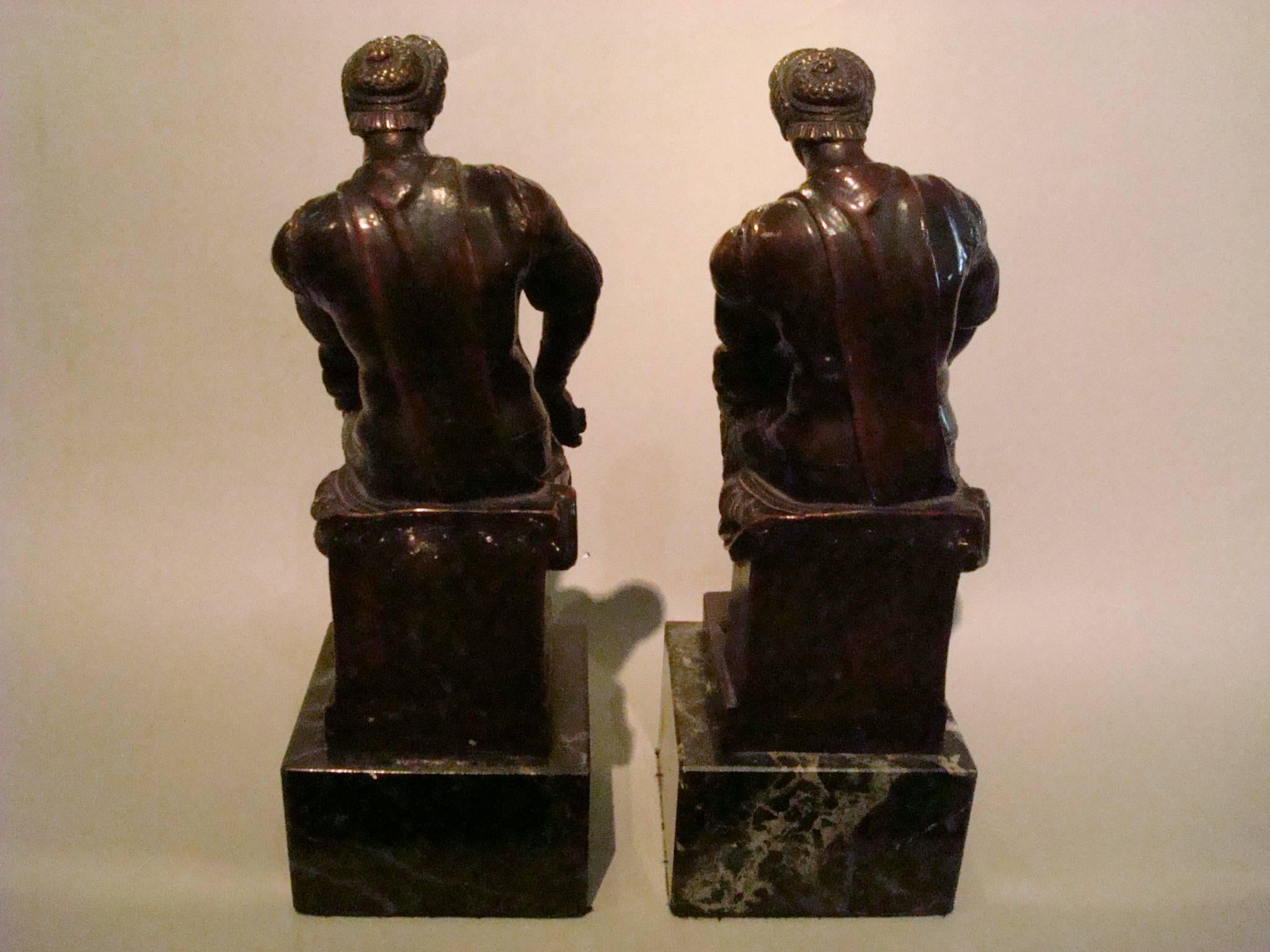 Classical Roman Thinking Roman Bronze Sculpture Bookends after Michelangelo 