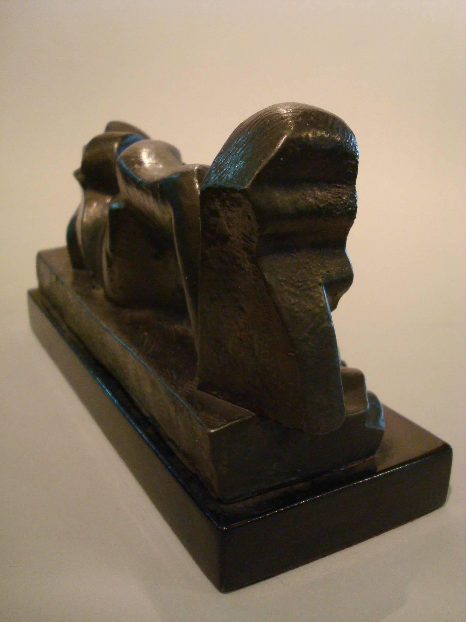 Art Deco, Cubist Lying Women Sculpture by Pablo Curatella Manes, 1920s For Sale 1