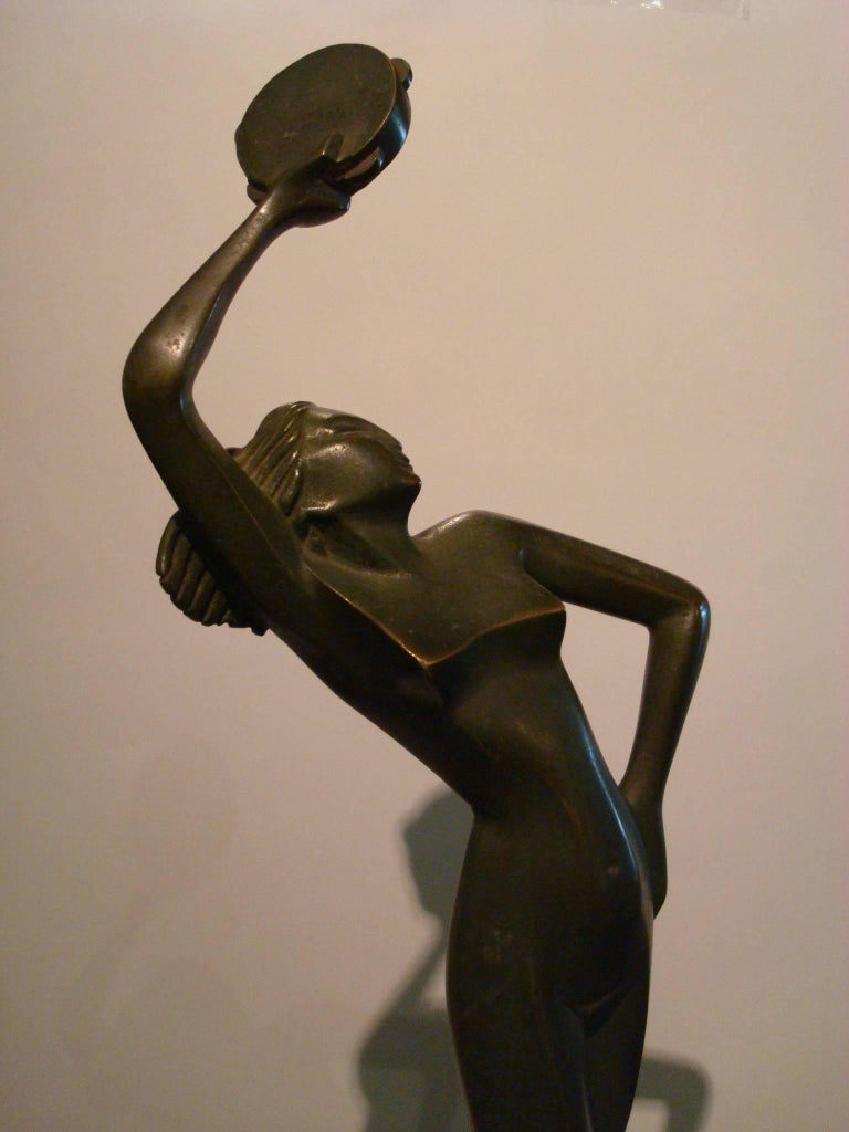 Italian Art Deco Figure Nude Woman Dancer Bronze Sculpture - Italy For Sale
