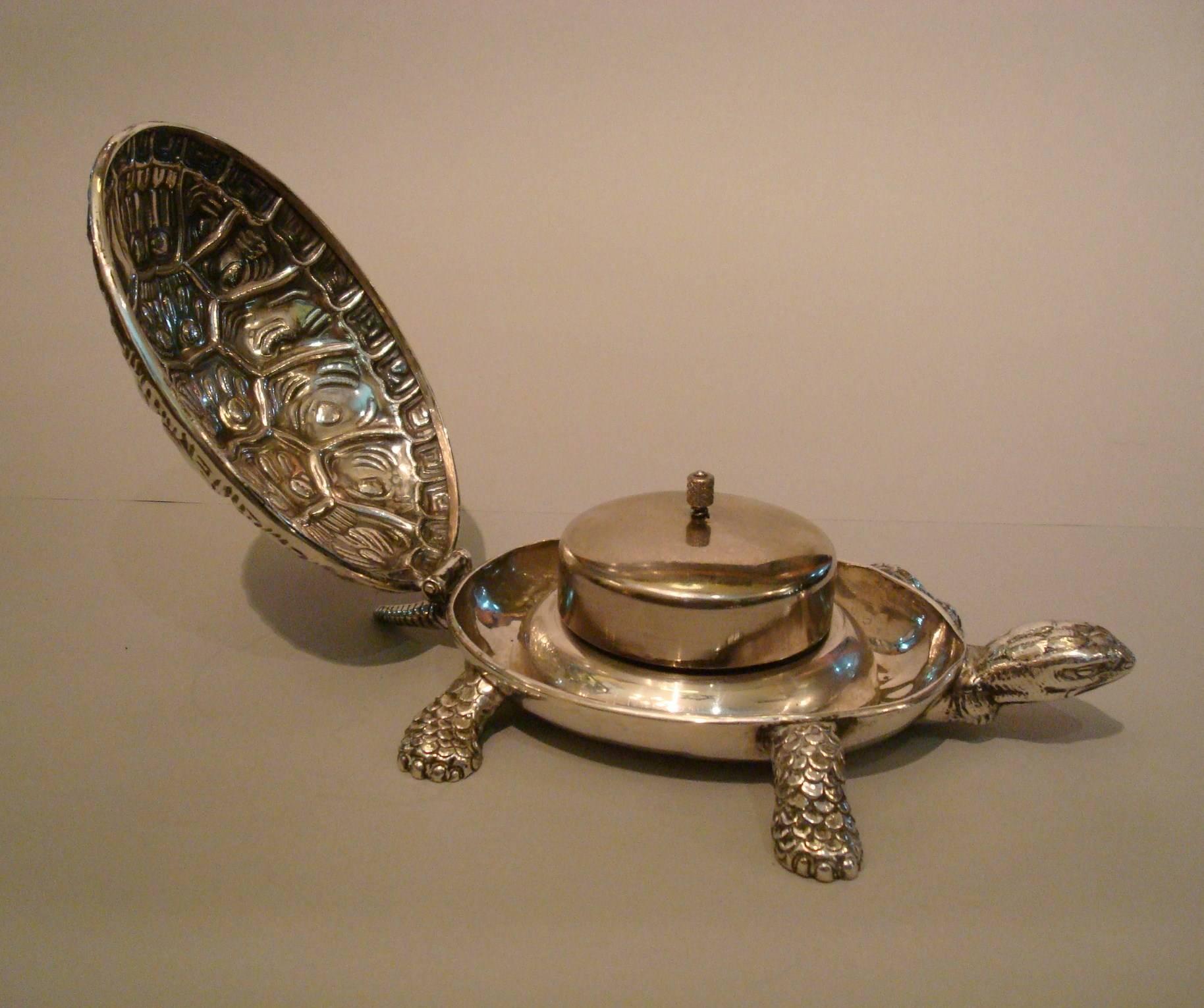 Art Nouveau Tortoise Sculpture Silver Table Bell