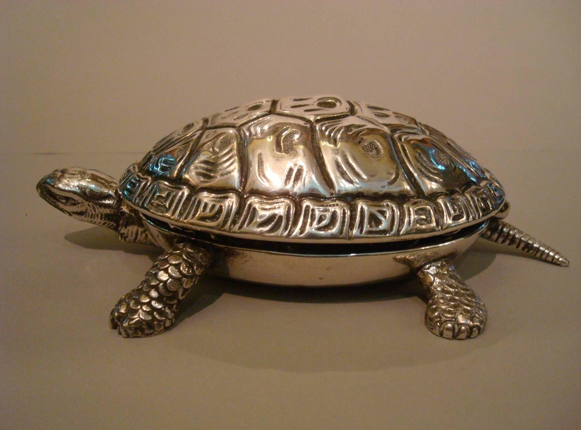 German Tortoise Sculpture Silver Table Bell