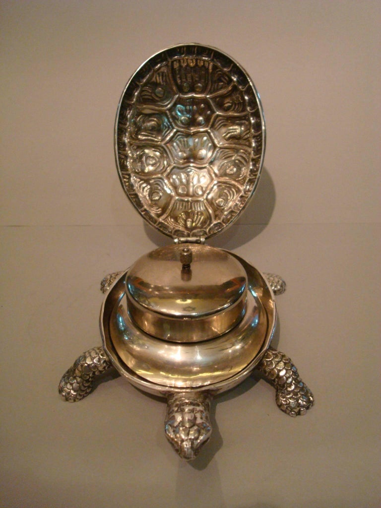 Tortoise Sculpture Silver Table Bell For Sale at 1stDibs