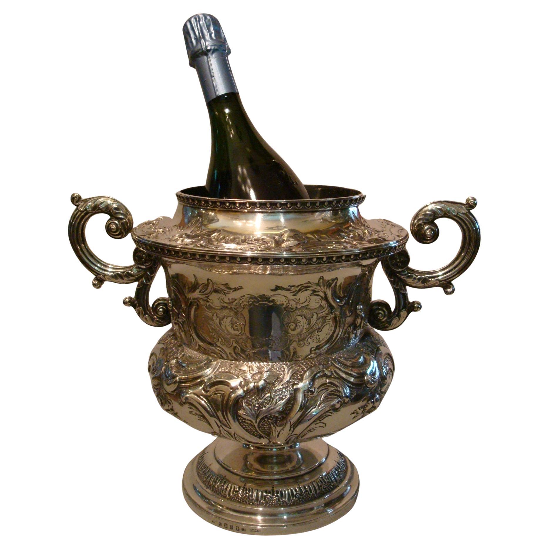 Vino, Enfriador de champán, Plata de ley, 1812, Jorge III, James Scott, Chino