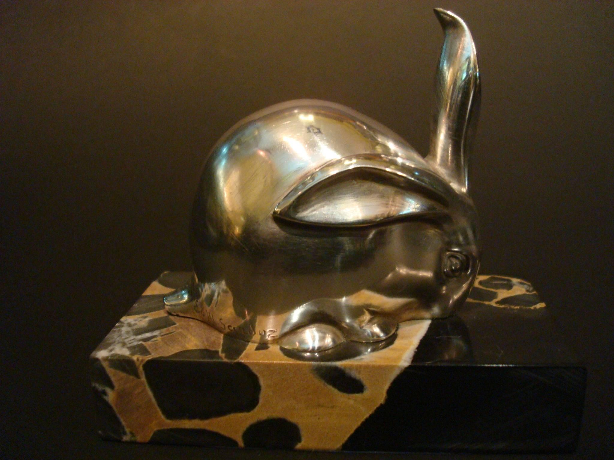 Art Deco Bronze Sculpture Rabbit by Eduard Marcel Sandoz, Susse Freres, 1920 1