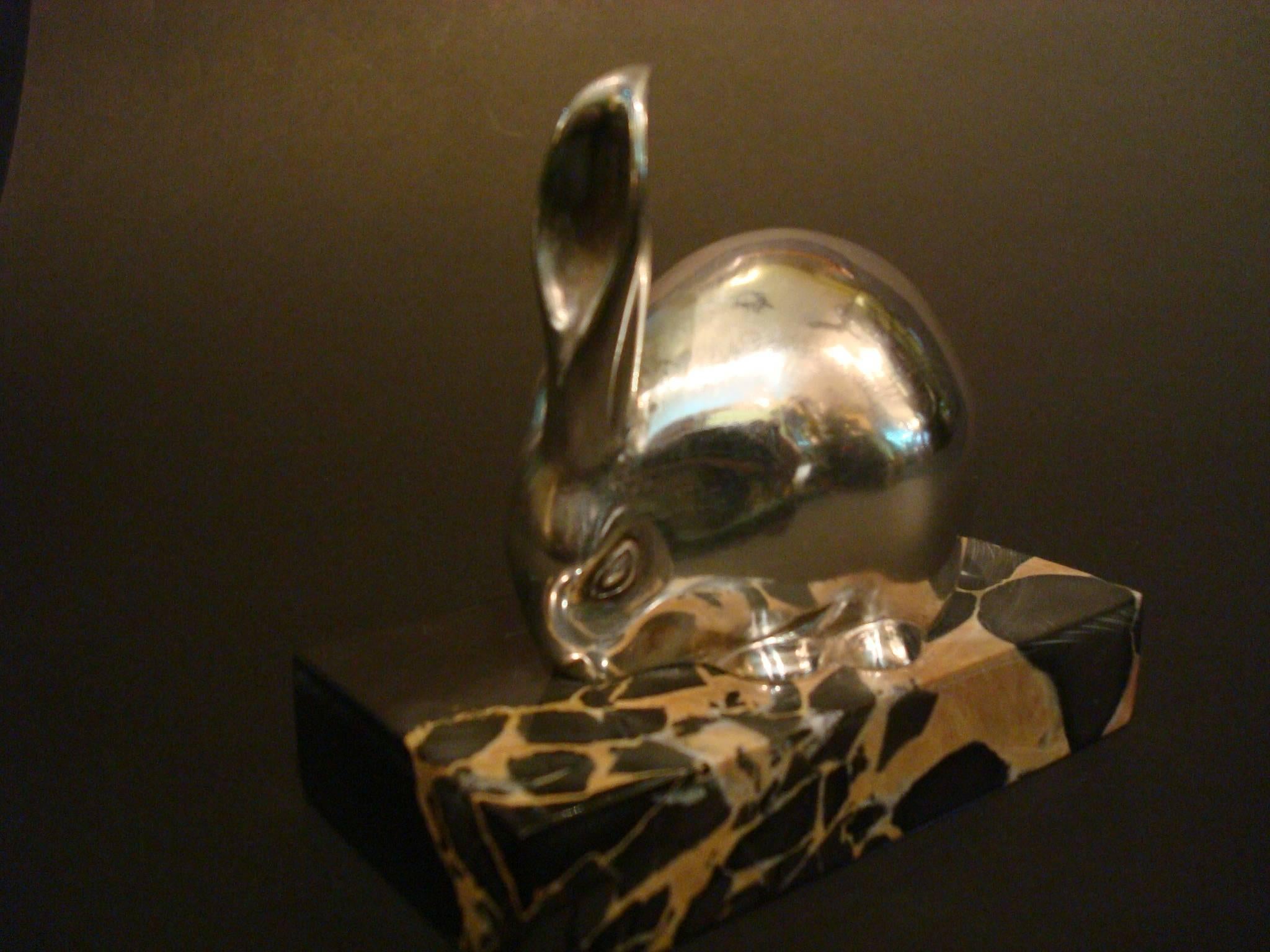 Art Deco Bronze Sculpture Rabbit by Eduard Marcel Sandoz, Susse Freres, 1920 2
