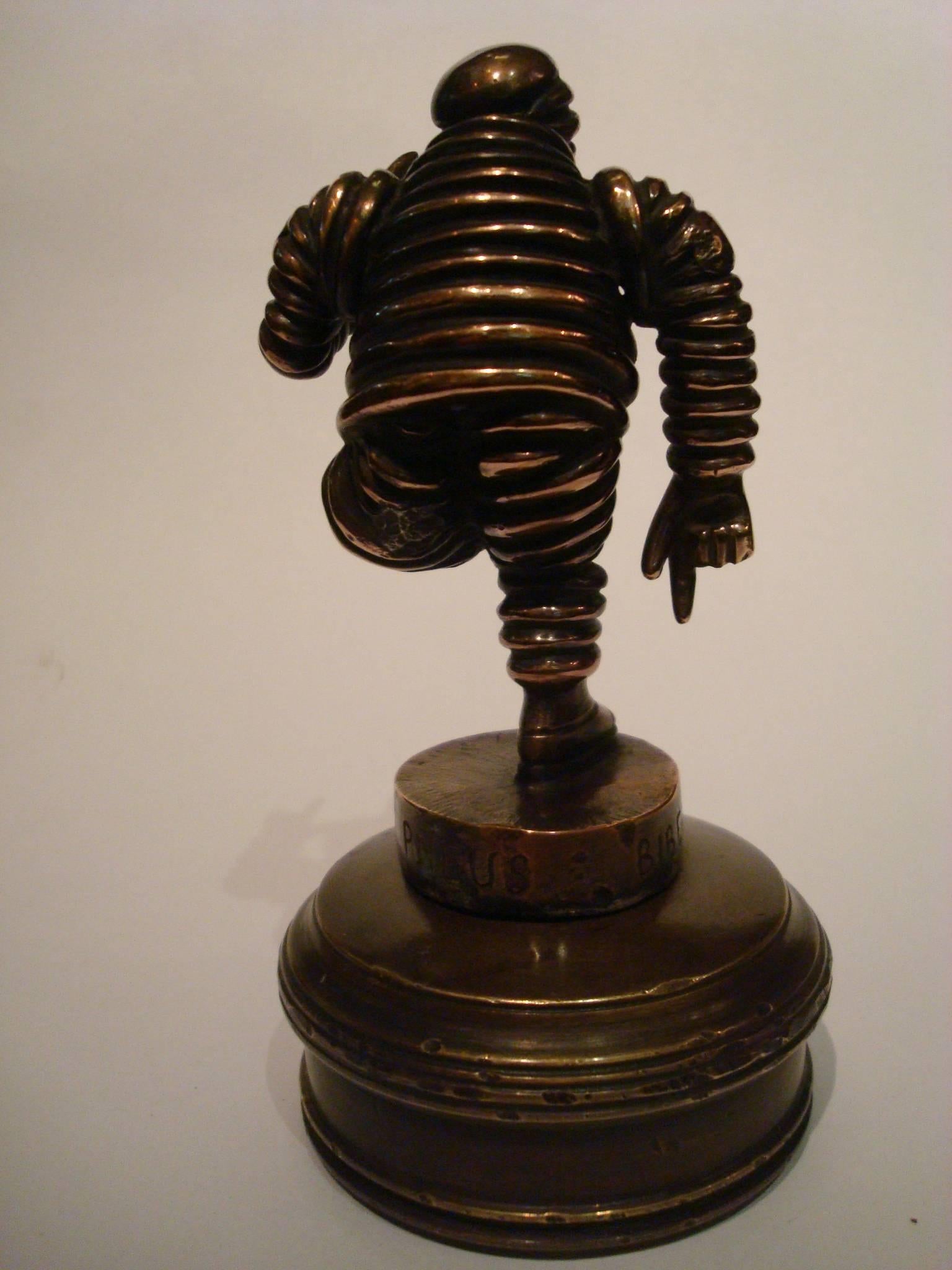 Art Nouveau Michelin Man Bronze Car Mascot, Hood Ornament, Automobilia
