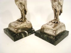 Art Deco Marabou Birds Bookends by Georges Van De Voorde with Foundry Mark 1925