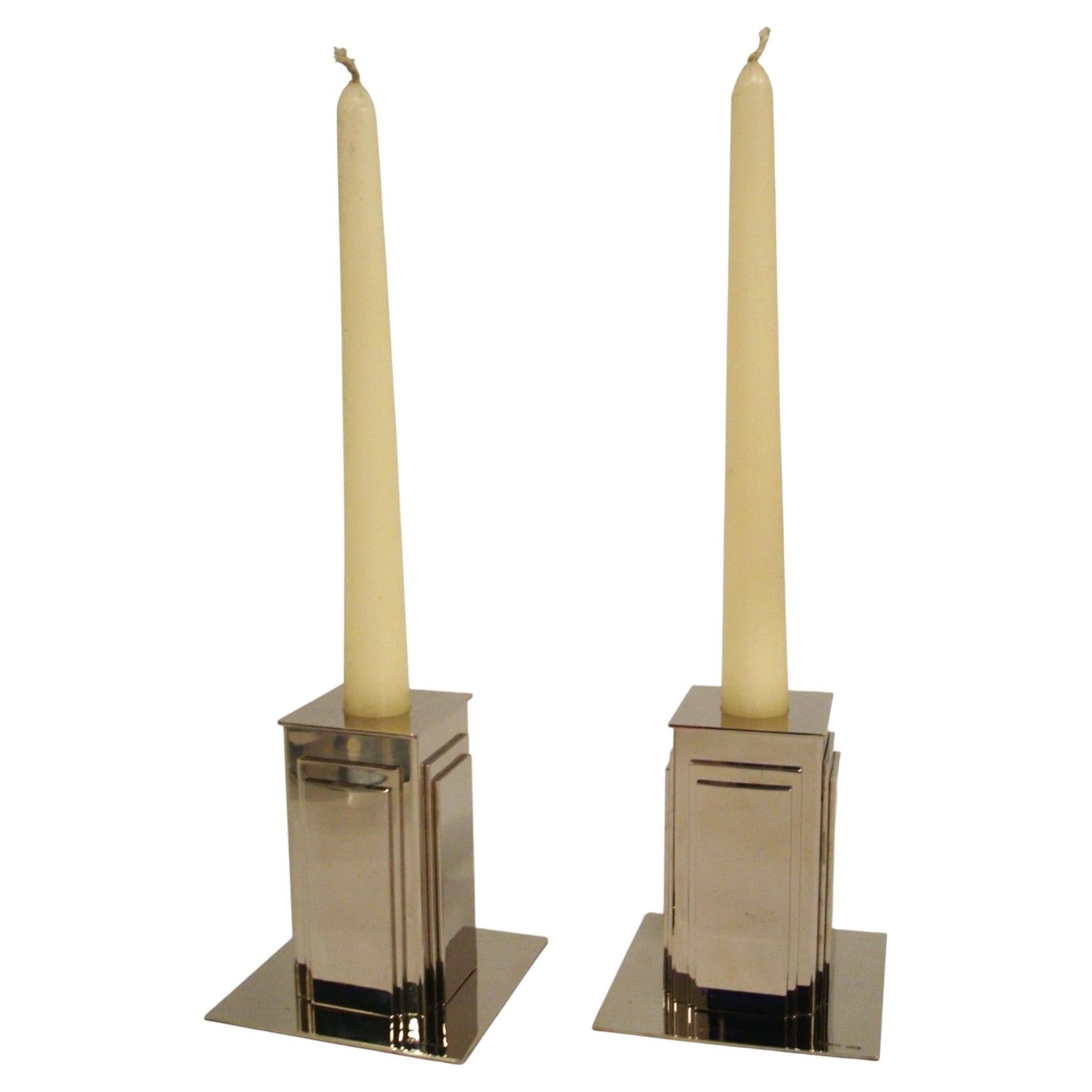 Hermès - Pair of Skycraper Design Candle Holders, France c1920´s For Sale