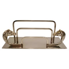 Vintage Hermes Paris Desk Letter / Papers Rack Holder, Equestrian / Horses