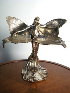 Jugendstil-Bronzeskulptur einer Schmetterlingsfrau, um 1901, von Francis Renaud