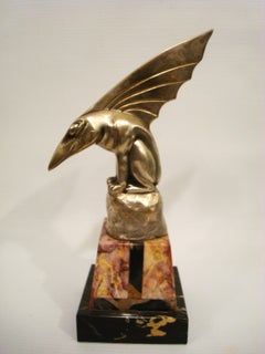 Art Deco - Bourcart ¨Creature¨ Car Mascot in Silver-Plated Bronze, France 1925