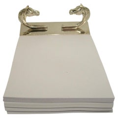 Hermes Equestrian / Horses Desk Notepad, Silvered, Desk Accessorie