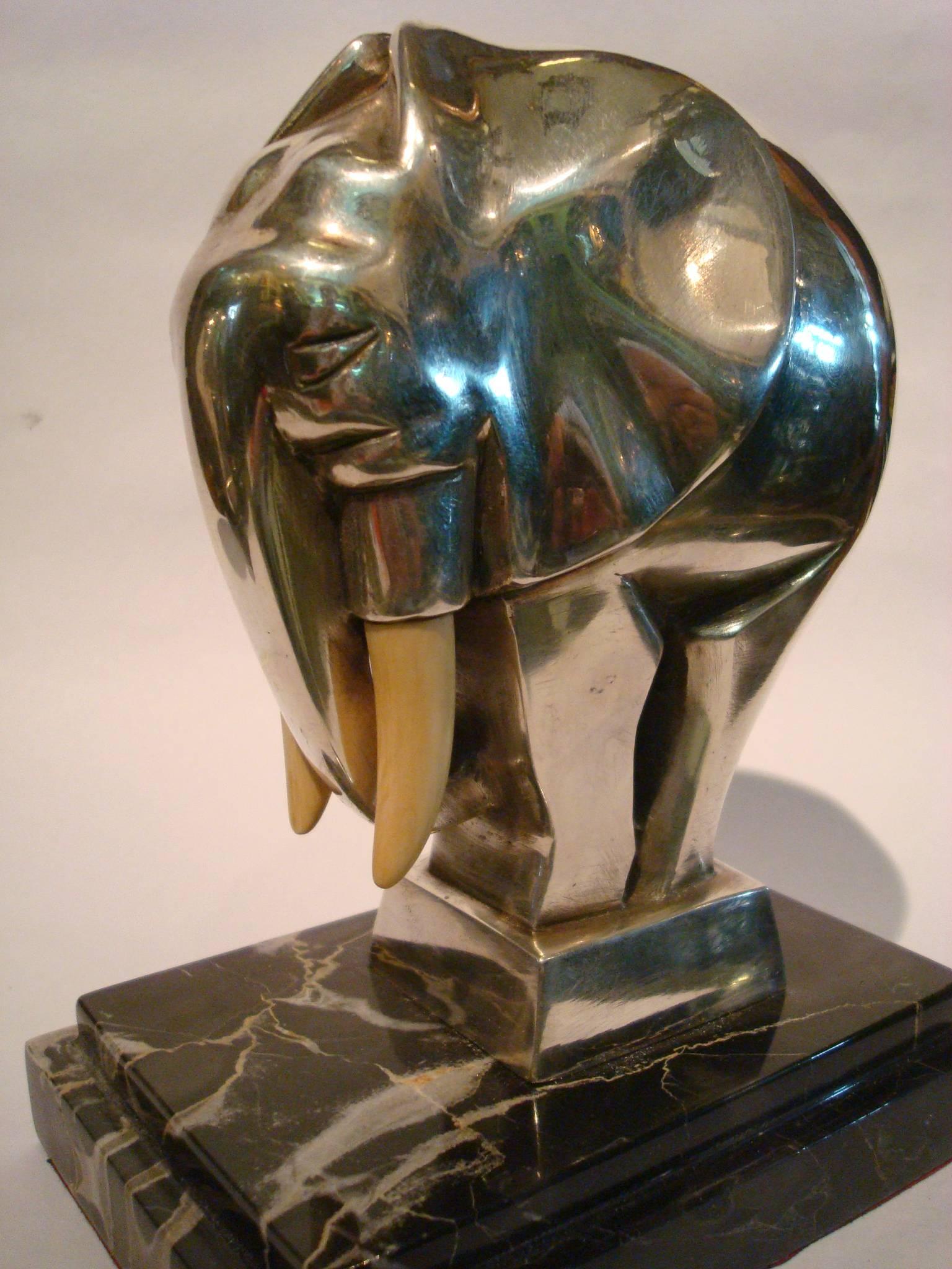 Early 20th Century Fantastic Art Deco Elephant Bookends Signed G. H. Laurent, France, 1920s