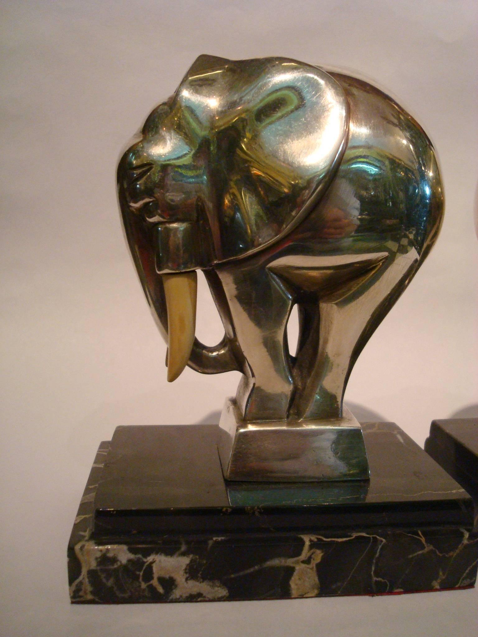Fantastic Art Deco Elephant Bookends Signed G. H. Laurent, France, 1920s 2