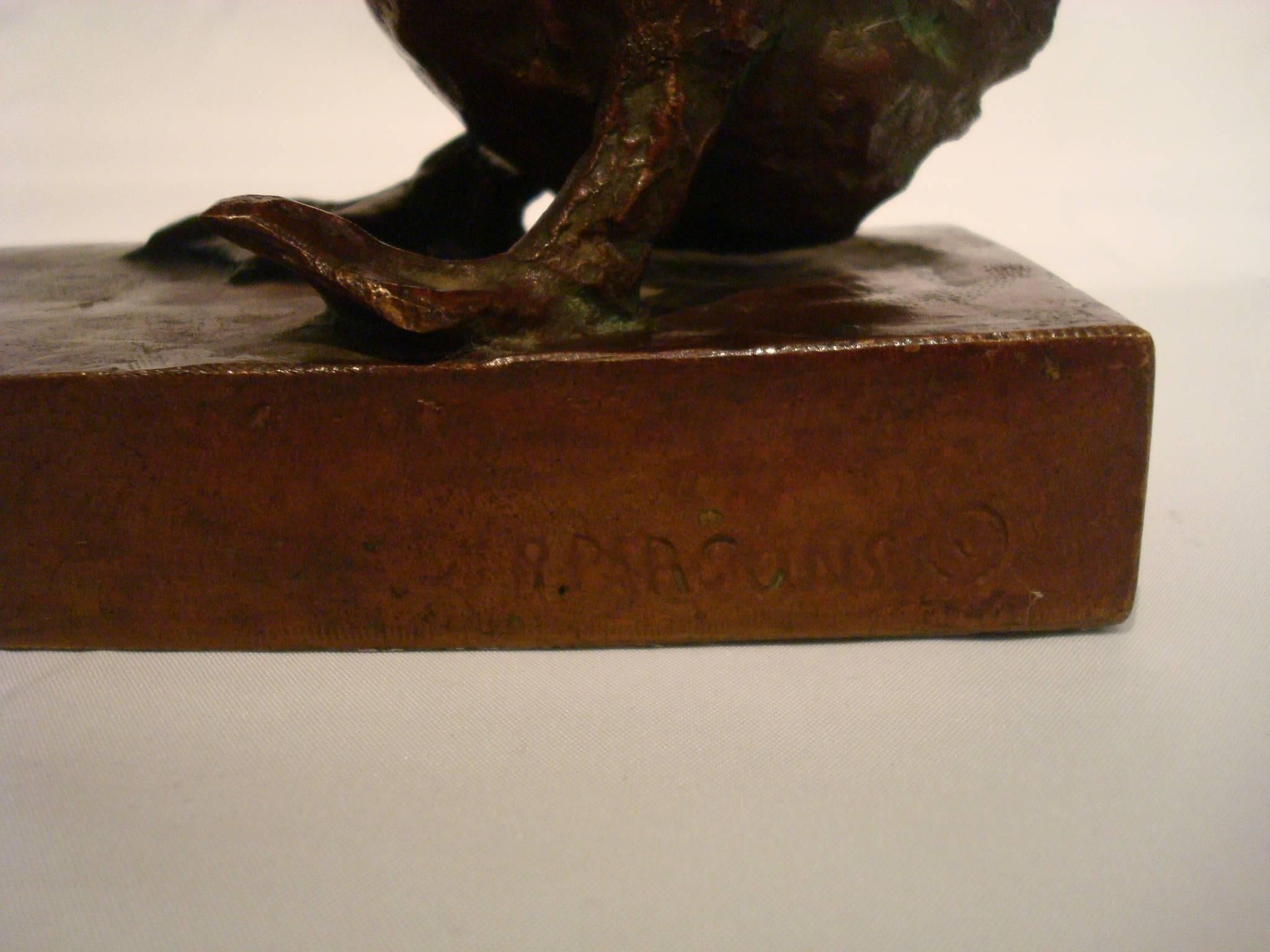 Rare Edith B. Parsons Little Ducks Bronze Figural Bookends, American 1