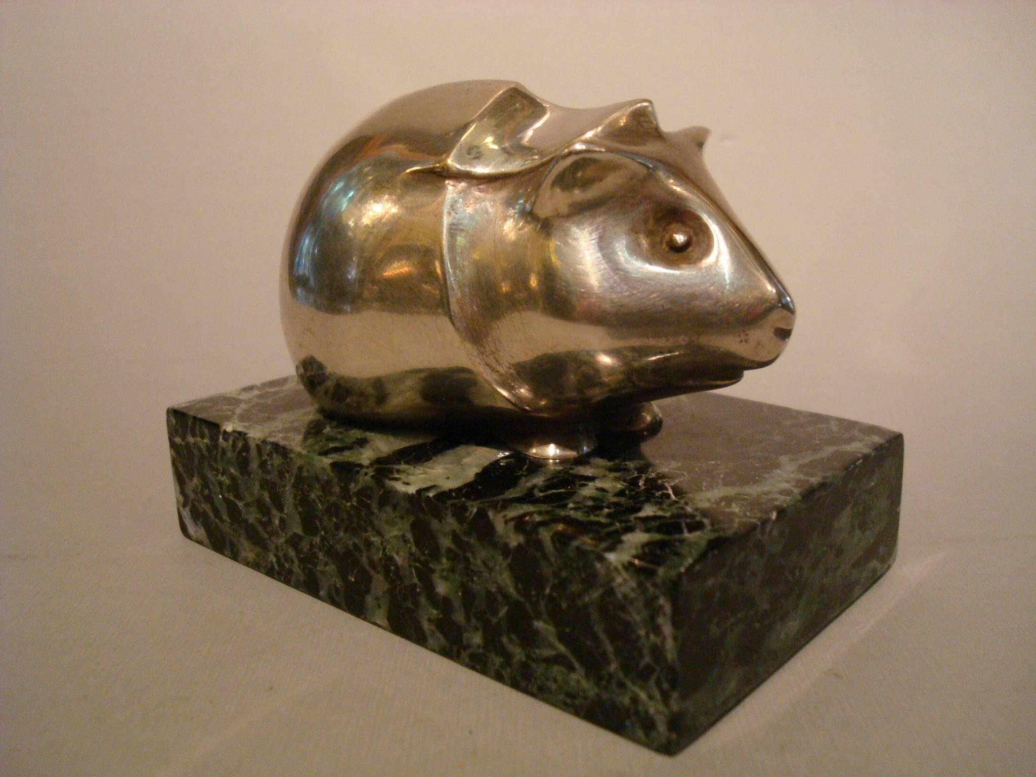 Early 20th Century Art Deco Edouard Marcel Sandoz Guinea Pig Bronze Paperweight
