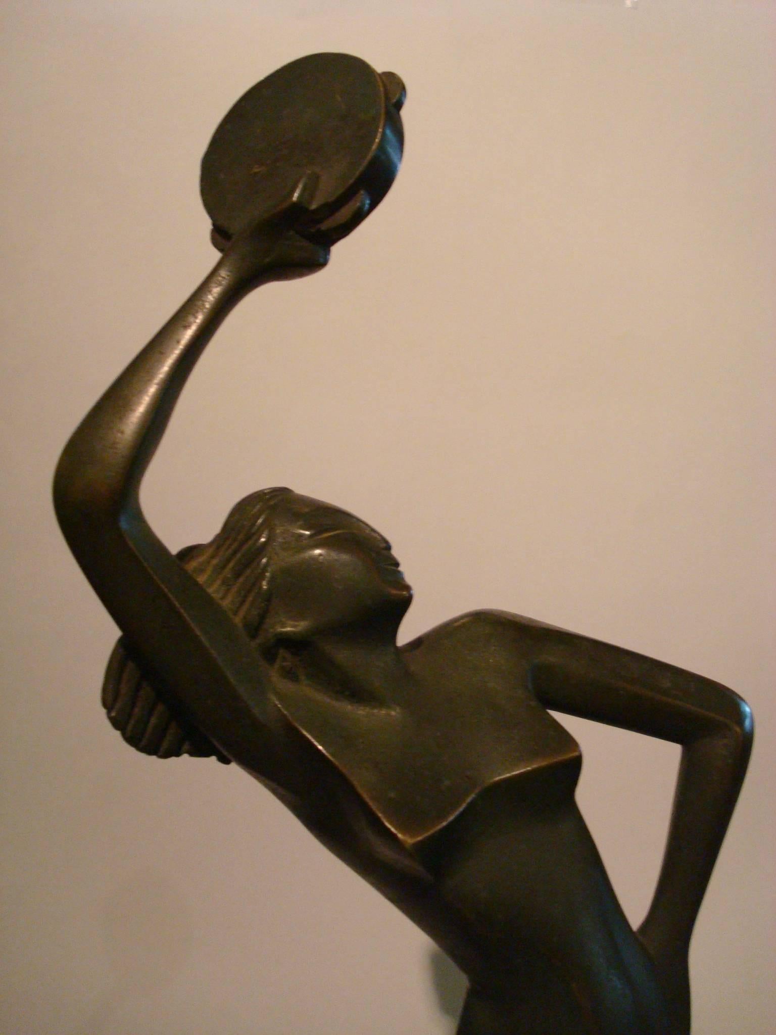 Figura Art Decó Mujer desnuda Bailarina Escultura de Bronce - Italia en venta 4