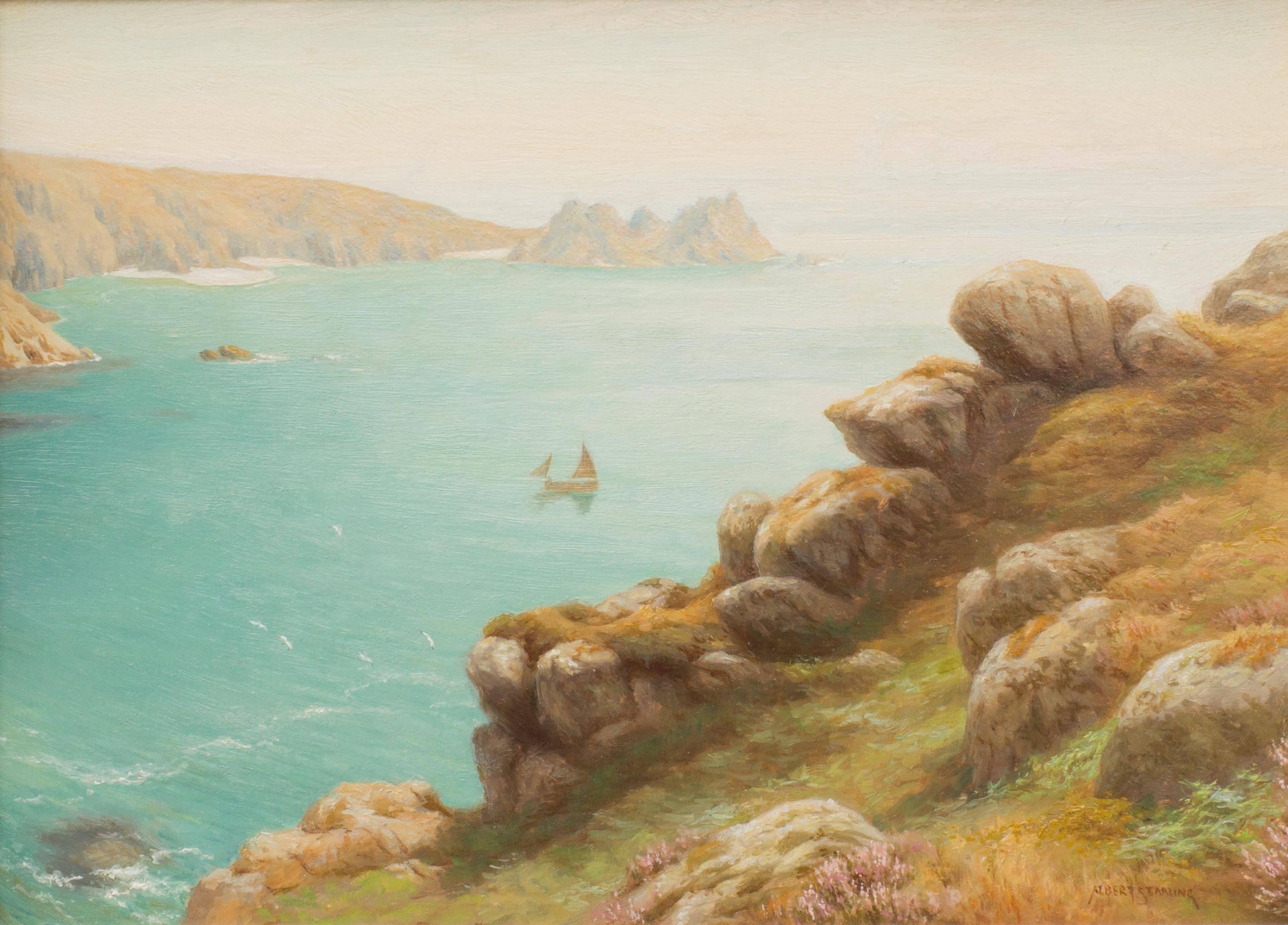 Beaux Arts Porthcurno Bay, an Landscape Painting by Albert Starling For Sale