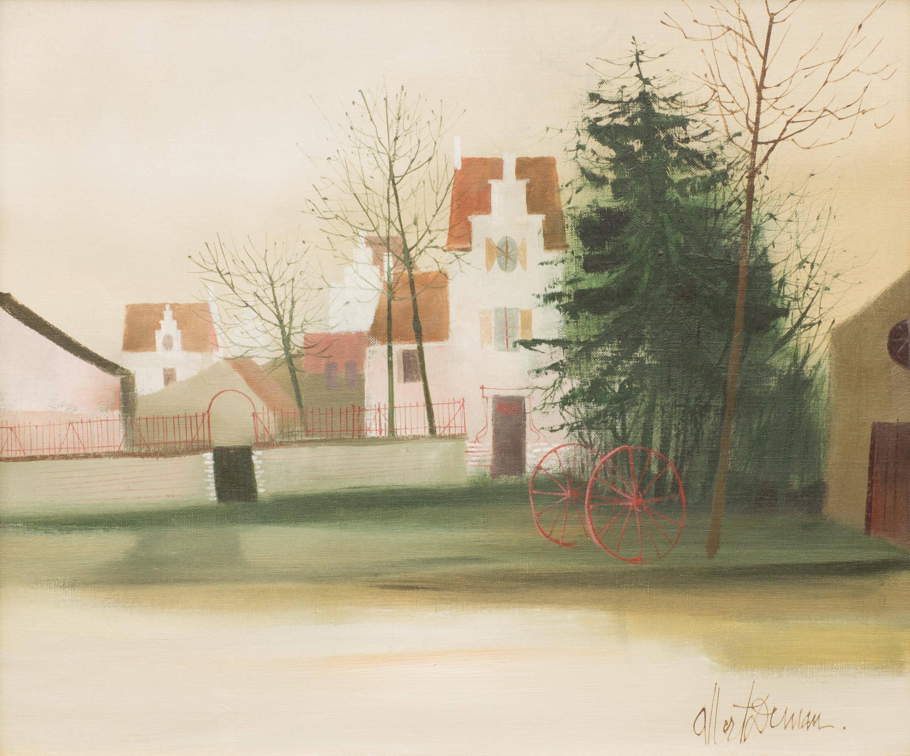 Belgian Bruges Street Scene by Albert Deman, circa 1974 For Sale