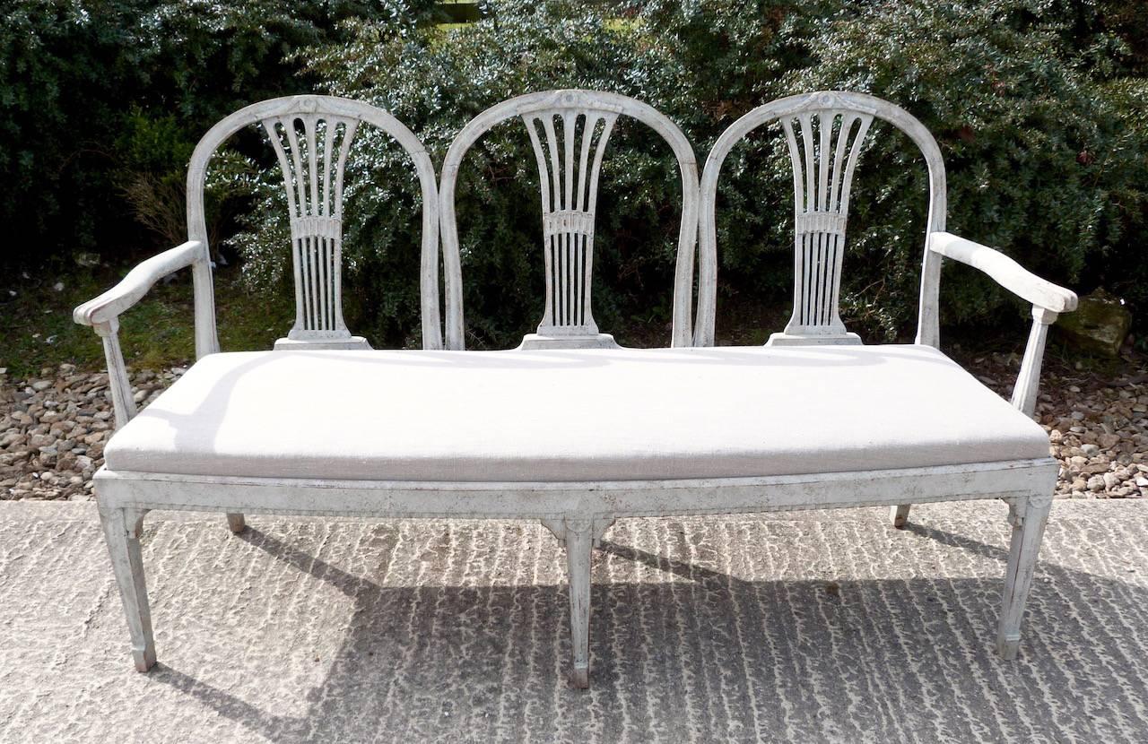 A Swedish 18th century Gustavian bench, circa 1780.