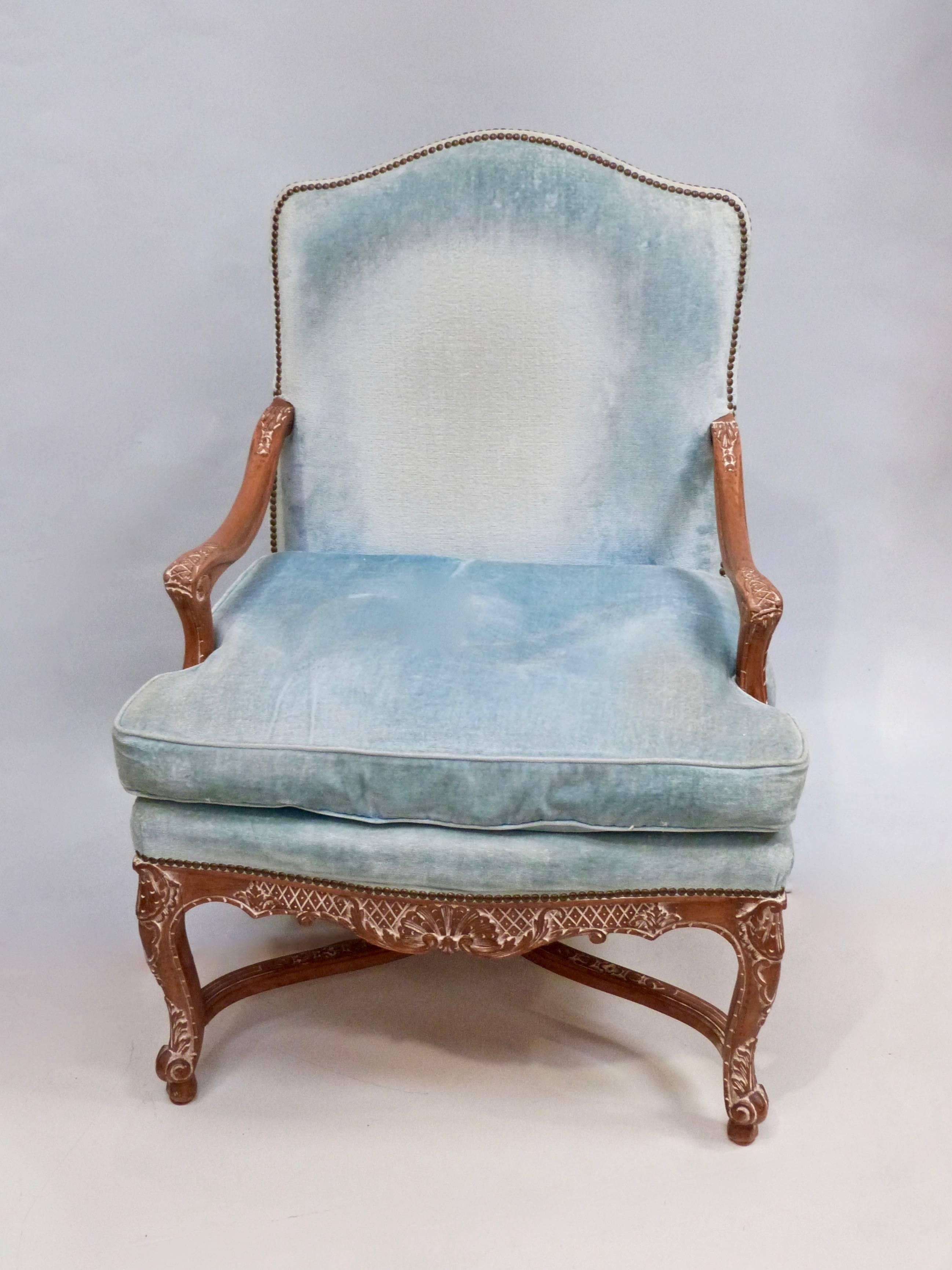 Bleached Pair of Swedish Rococo Style Armchairs For Sale