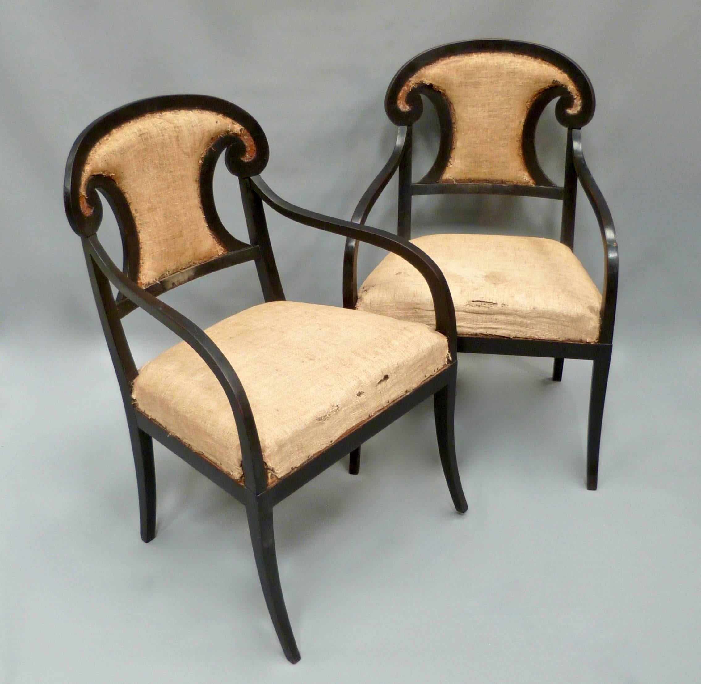 A set of four late 19th century Swedish Biedermeier chairs.