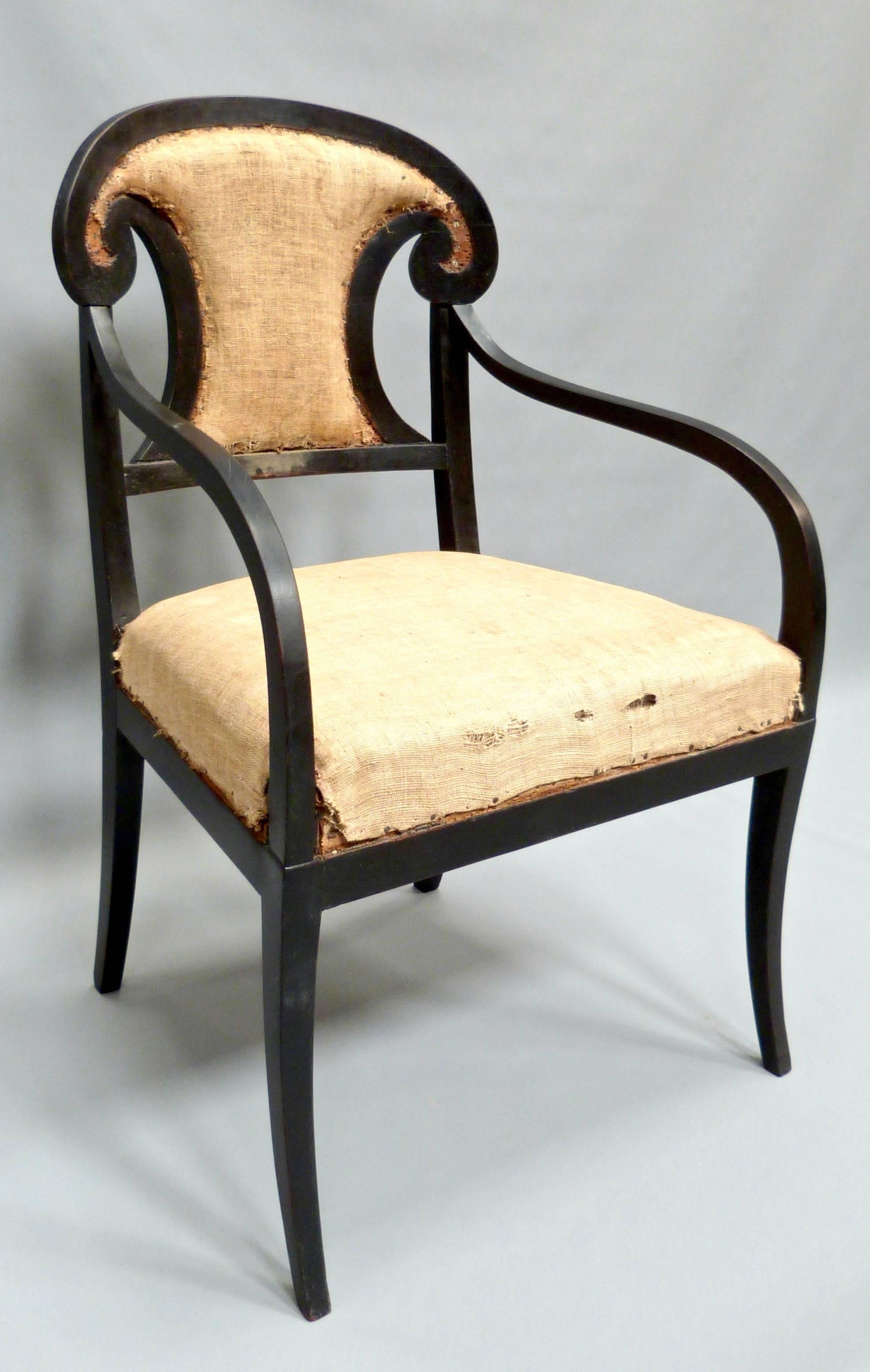 Early 20th Century Set of Four Late 19th Century Swedish Biedermeier Chairs For Sale
