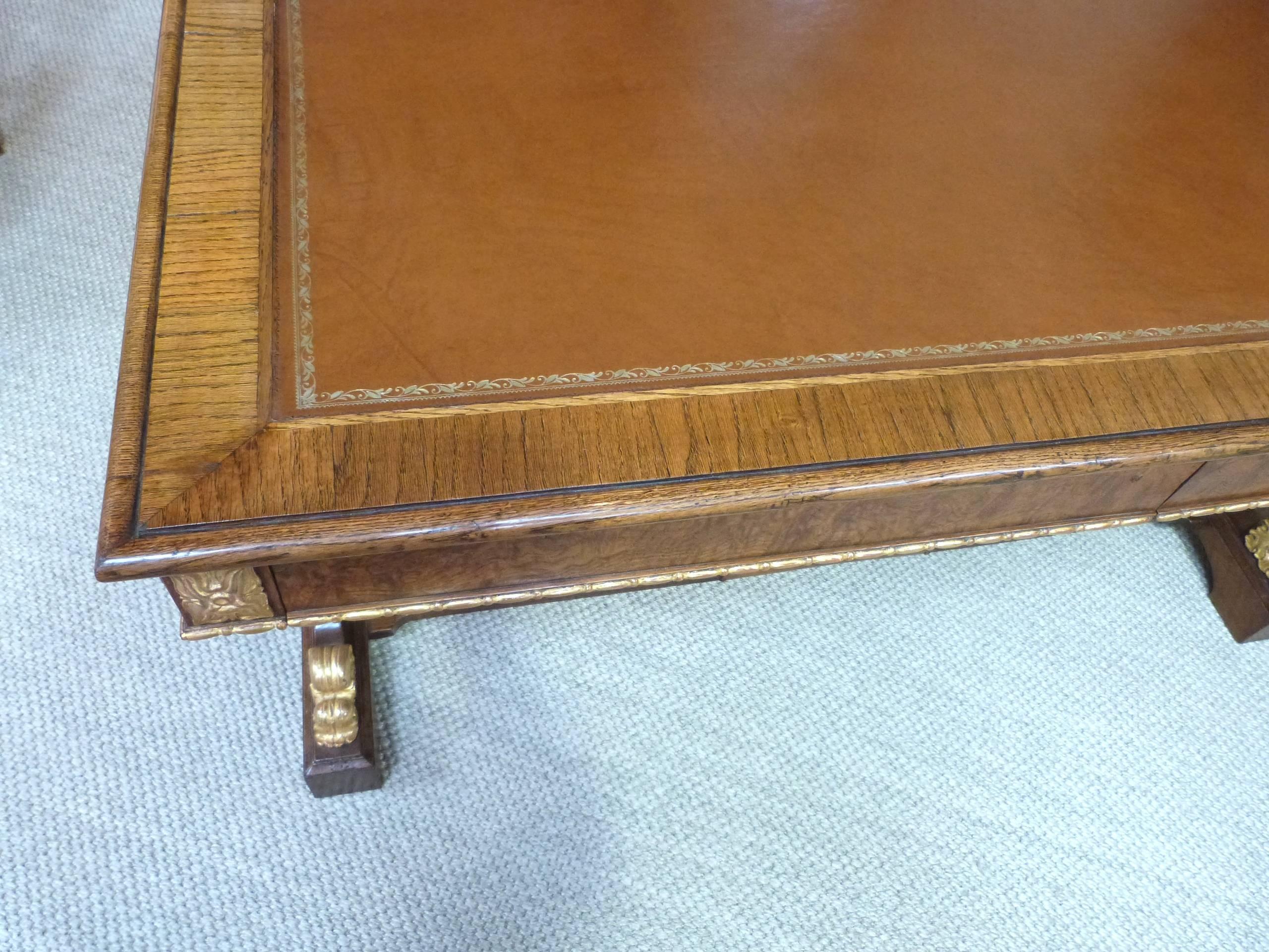 Gilt Oak Writing Table For Sale