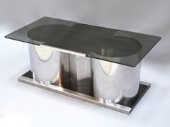 20th Century Italian Steel and Glass Cocktail Table