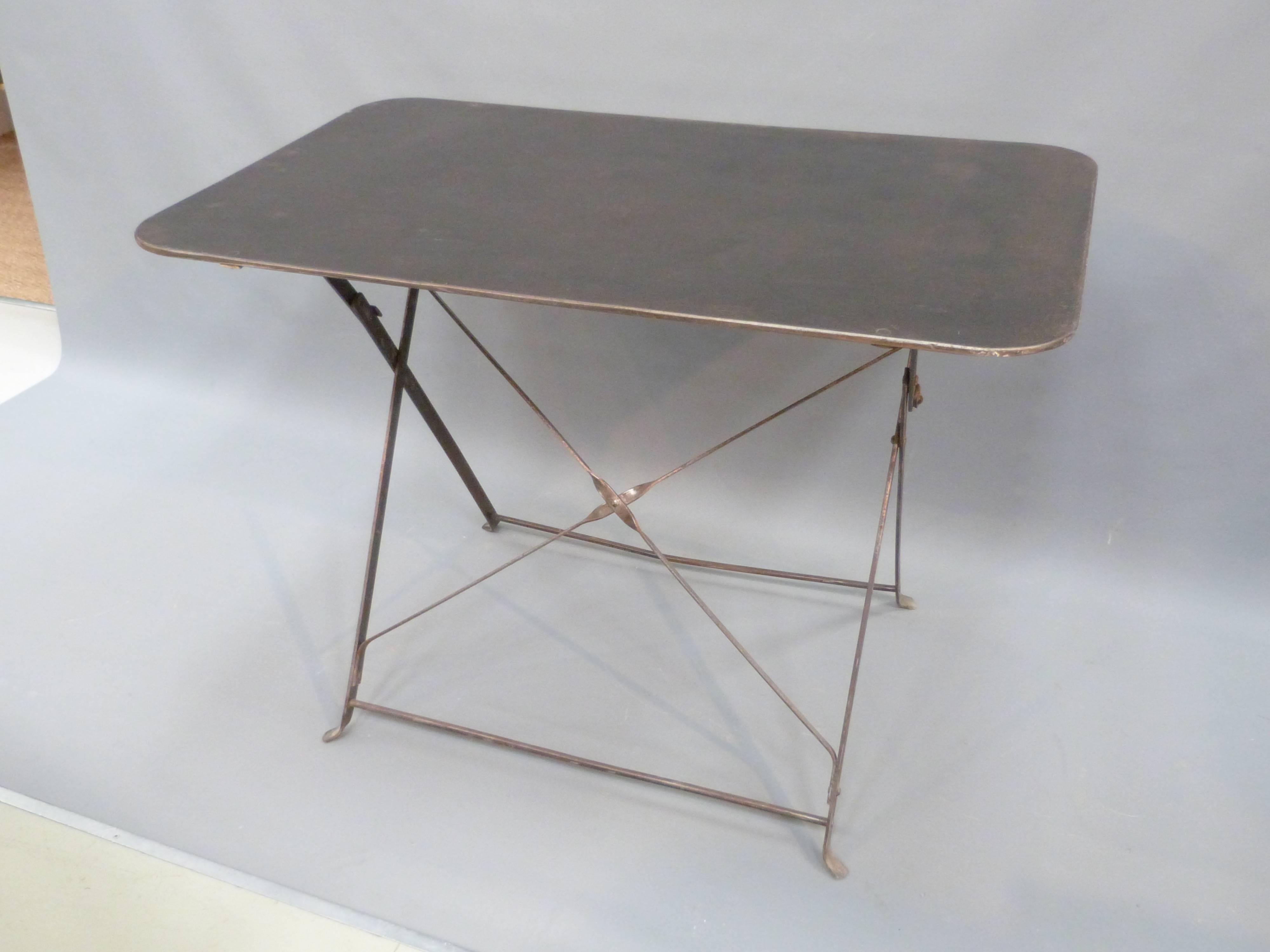 Metalwork French Steel Industrial Style Side Table For Sale