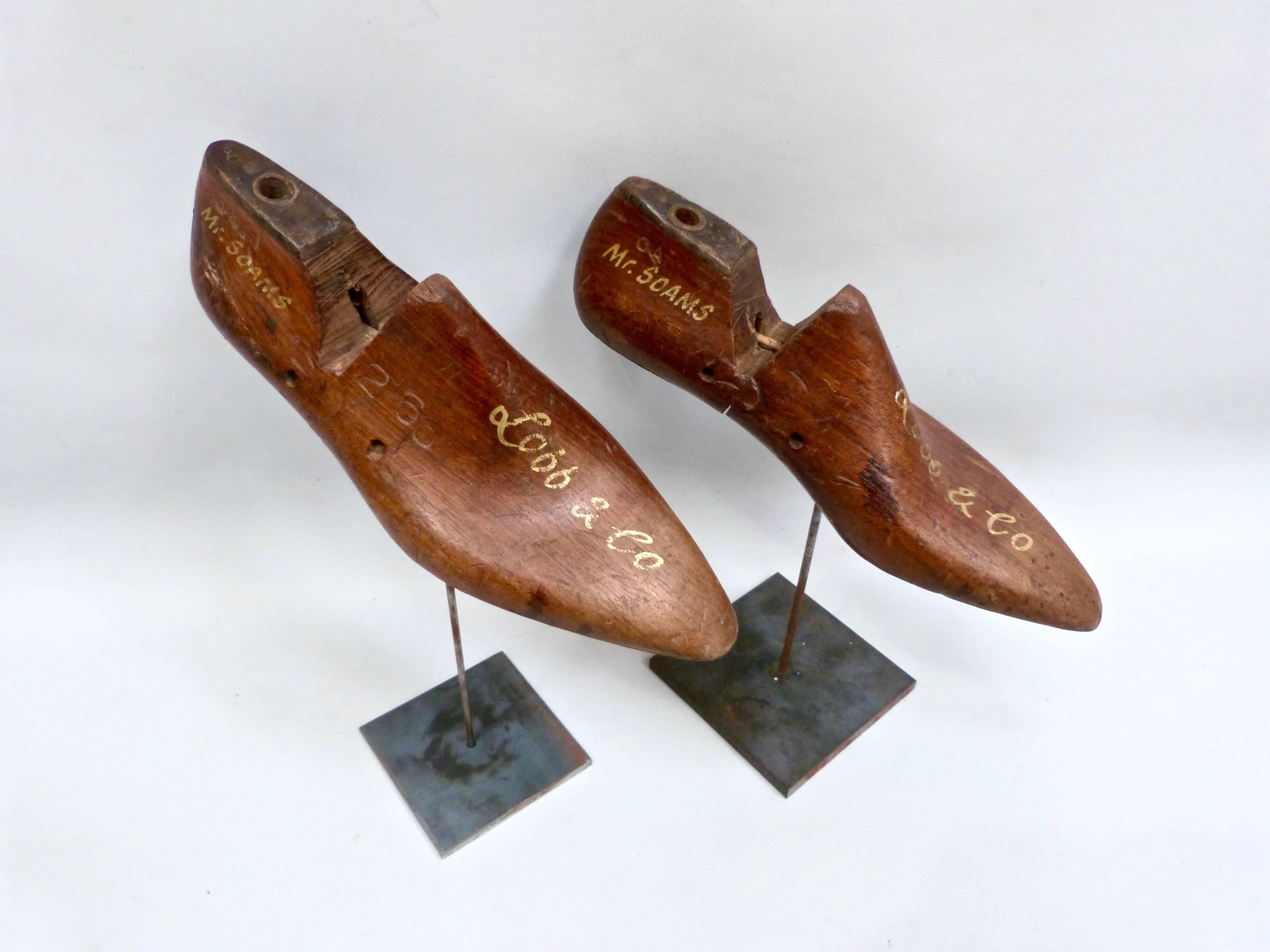 Late 19th Century Collection of Lobb & Co. Shoe Moulds on a Stand For Sale