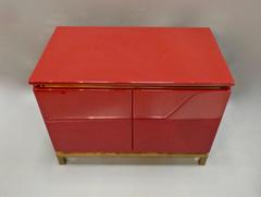 Red Lacquered Cabinet by Guy Lefevre