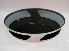 Chrome and Glass Oval Coffee Table