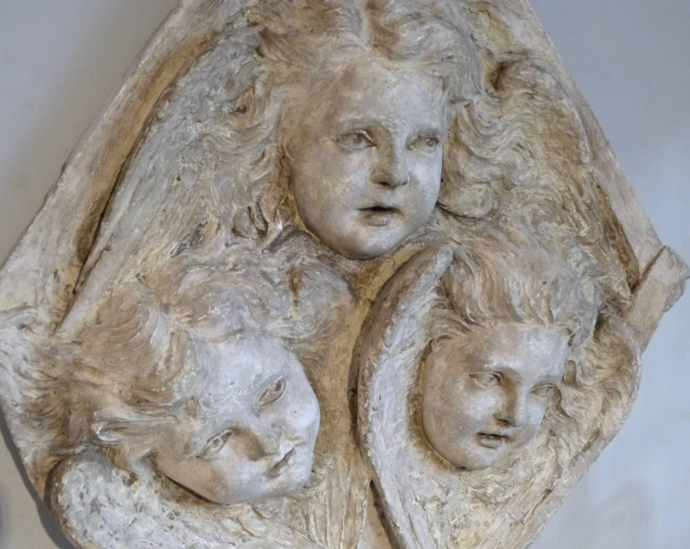 Swedish Plaster Relief of three Putti For Sale